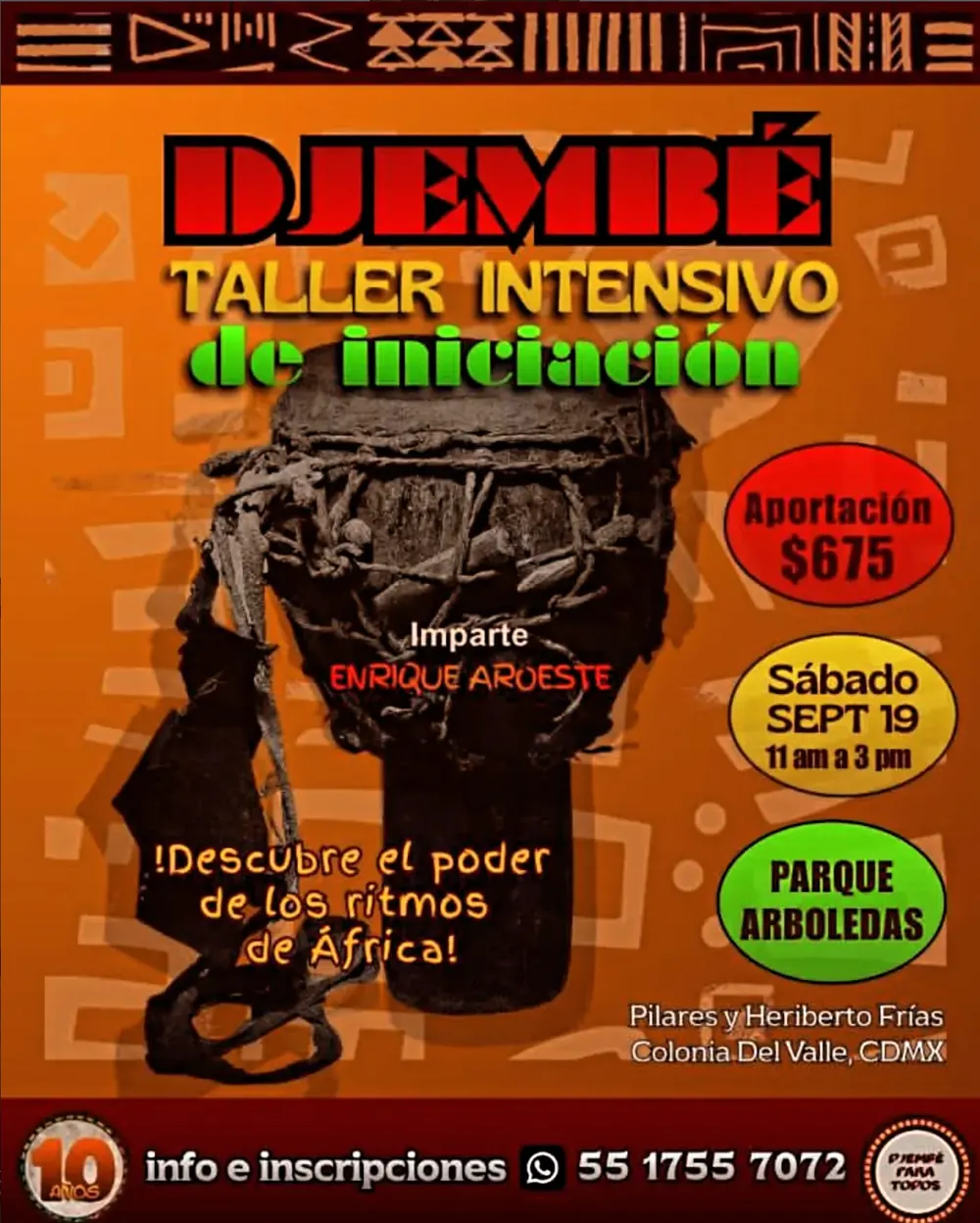 Taller intensivo de iniciación al djembé impartido por Enrique Aroeste